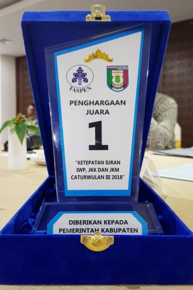 Pemkab Pringsewu raih juara I urusan IWP, JKK dan JKM dari PT Taspen Cabang Bandarlampung