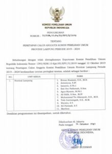 Dari 11 Calon, KPU RI Tetapkan 7 Calon KPU Provinsi Lampung Terpilih