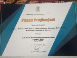 Pelayanan Publik Dinilai Baik, Tiga OPD Pemkab Lampung Selatan Diganjar Penghargaan Dari Kementerian PAN RB