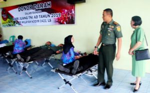 Kodim 0421 Lamsel Gelar Kegiatan Donor Darah, Peringati Hari Juang TNI – AD Tahun 2019