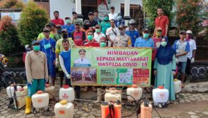 Lawan Covid-19, Pemdes Budidaya Lakukan Penyemprotan Disinfektan