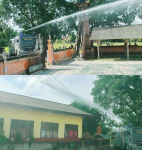 AWC di Terjunkan Polres Lamsel, Semprotkan Disinfektan di Balinuraga