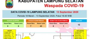 Update Kasus Covid-19 Lampung Selatan, Periode 18 Maret- 13 September 2020