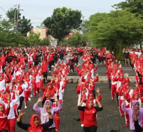 Pemkab Lampung Selatan Gelar Senam Rutin Perdana Ditahun 2022