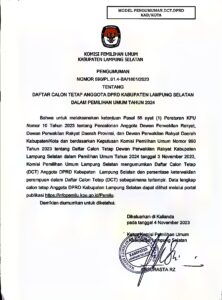 KPU Lampung Selatan Resmi Tetapkan 596 Orang DCT Anggota DPRD Kabupaten, Berikut Rinciannya